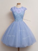 Beautiful Cap Sleeves Lace Up Knee Length Lace Damas Dress