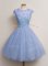 Beautiful Cap Sleeves Lace Up Knee Length Lace Damas Dress