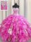 Lovely Visible Boning Sleeveless Lace Up Floor Length Beading and Ruffles and Sequins Quinceanera Dress