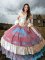 Colorful Multi-color Sleeveless Taffeta Brush Train Lace Up Quince Ball Gowns for Military Ball and Sweet 16 and Quinceanera