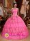 Easley South Carolina S/C Stylish Rose Pink Ruffles Layered Sweet 16 Ball Gown Dresse With Strapless Organza Lace Appliques