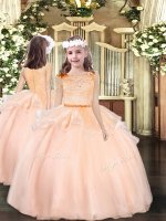 Unique Peach Sleeveless Organza Zipper Little Girls Pageant Dress for Party and Sweet 16 and Wedding Party(SKU PAG1168BIZ)
