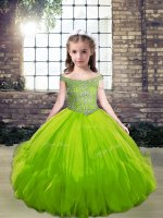 Super Floor Length Ball Gowns Sleeveless Green Pageant Dress Womens Lace Up(SKU PAG1225-5BIZ)
