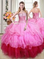 Multi-color Sleeveless Ruffles and Sequins Floor Length 15th Birthday Dress