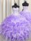 Visible Boning Zipper Up Organza Sweetheart Sleeveless Zipper Beading and Ruffles 15 Quinceanera Dress in Lavender