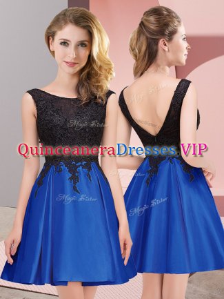 Mini Length Zipper Dama Dress Royal Blue for Wedding Party with Lace