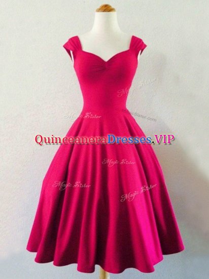 Hot Pink Damas Dress Prom and Party and Wedding Party with Ruching Straps Sleeveless Lace Up - Click Image to Close