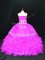 Ball Gowns Vestidos de Quinceanera Fuchsia Strapless Organza Sleeveless Floor Length Lace Up