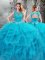 Romantic Beading and Ruffles Quinceanera Dress Baby Blue Lace Up Sleeveless Floor Length