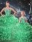 Superior Organza Sweetheart Sleeveless Lace Up Beading and Ruffles 15th Birthday Dress in Green