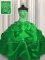 Cute Embroidery Strapless Sleeveless Lace Up 15th Birthday Dress Green Taffeta