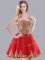 Admirable Red A-line Sweetheart Sleeveless Tulle Mini Length Lace Up Appliques Quinceanera Court Dresses