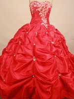 Beautiful ball gown sweetheart-neck floor-length taffeta red appliques qith beading quinceanera dresses FA-X-070(SKU FAo14X18)