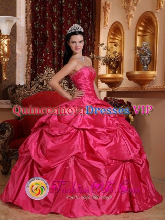 Dalhart TX Fashionable Hot Pink Ball Gown Strapless Christmas Party dress With Pick-ups and Ruch For Sweet 16