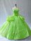 Custom Fit Organza Lace Up Straps Sleeveless Floor Length Quinceanera Gowns Appliques