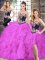 Romantic Fuchsia Quinceanera Gown Sweet 16 and Quinceanera with Beading and Embroidery Sweetheart Sleeveless Lace Up