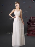 Fabulous Sweetheart Sleeveless Chiffon Quinceanera Dama Dress Lace and Appliques and Belt Lace Up