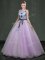 Scoop Lavender Organza Lace Up Sweet 16 Dress Sleeveless Floor Length Appliques