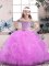 Lilac Ball Gowns Straps Sleeveless Tulle Floor Length Lace Up Beading Pageant Dress Womens