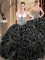 New Arrival Organza Sweetheart Sleeveless Lace Up Ruffles and Pattern Quinceanera Gowns in Black
