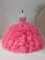 New Arrival Floor Length Pink Sweet 16 Quinceanera Dress Organza Sleeveless Beading and Ruffles