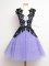 Clearance Knee Length Lace Up Damas Dress Lavender for Prom and Party and Wedding Party with Lace