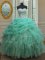 Wonderful Apple Green Organza Lace Up Womens Party Dresses Sleeveless Floor Length Beading and Ruffles and Pick Ups