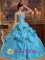 New Ulm TX Gold Flower Decorate With Strapless Sky Blue Quinceanera Dress