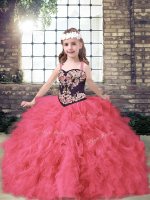 Straps Sleeveless Lace Up Party Dress Wholesale Coral Red Tulle(SKU PAG1342-3BIZ)