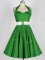 New Style Halter Top Sleeveless Quinceanera Court of Honor Dress Knee Length Belt Taffeta