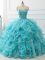 Hot Selling Sleeveless Brush Train Lace Up Beading and Ruffles 15th Birthday Dress