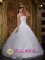 Brockworth Gloucestershire Cheap White Sweet Fifteen Dress With Strapless Neckline Embroidey and Lace Decorate