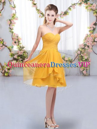 Pretty Sweetheart Sleeveless Chiffon Quinceanera Court of Honor Dress Ruffles and Ruching Lace Up