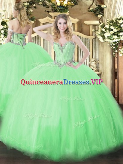 Sleeveless Tulle Lace Up Quinceanera Gown for Military Ball and Sweet 16 and Quinceanera - Click Image to Close