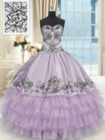 Fashion Sleeveless Beading and Embroidery and Ruffled Layers Lace Up Military Ball Gowns