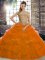 Sleeveless Beading and Pick Ups Lace Up Quinceanera Gowns with Rust Red Brush Train