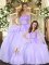 Fine Ball Gowns Quinceanera Gown Lavender Sweetheart Organza Sleeveless Floor Length Lace Up