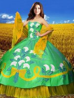 Spectacular Multi-color Sleeveless Taffeta Lace Up Sweet 16 Quinceanera Dress for Military Ball and Sweet 16 and Quinceanera(SKU XBQD017-1BIZ)
