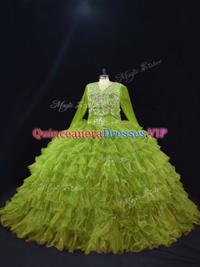 Sexy Long Sleeves Ruffled Layers Lace Up Quinceanera Gown - Click Image to Close