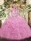 Excellent Lilac Lace Up Sweet 16 Quinceanera Dress Beading and Ruffles Sleeveless Floor Length