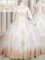 Scoop Half Sleeves Tulle Court Train Zipper Sweet 16 Dress in White with Beading and Lace and Appliques