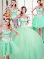 Four Piece Sleeveless Beading Lace Up Quinceanera Dresses