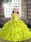 Charming Sleeveless Floor Length Beading Lace Up Kids Formal Wear with Yellow Green