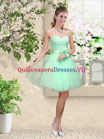 Free and Easy Sweetheart Sleeveless Lace Up Quinceanera Dama Dress Apple Green Tulle - Click Image to Close