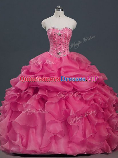 Dynamic Floor Length Ball Gowns Sleeveless Hot Pink Sweet 16 Quinceanera Dress Lace Up - Click Image to Close