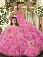 Fashionable Sleeveless Lace Up Floor Length Ruffled Layers Vestidos de Quinceanera