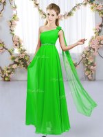 Best Floor Length Lace Up Quinceanera Court of Honor Dress for Wedding Party with Beading and Hand Made Flower
