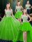 Adorable Four Piece Sleeveless Floor Length Lace Zipper Sweet 16 Dresses with Brush Train