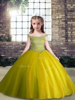 Stunning Olive Green Sleeveless Tulle Lace Up Child Pageant Dress for Party and Wedding Party(SKU PAG1226-5BIZ)