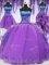 Exceptional Four Piece Lavender Ball Gowns Embroidery and Ruffles Sweet 16 Quinceanera Dress Lace Up Organza Sleeveless Floor Length